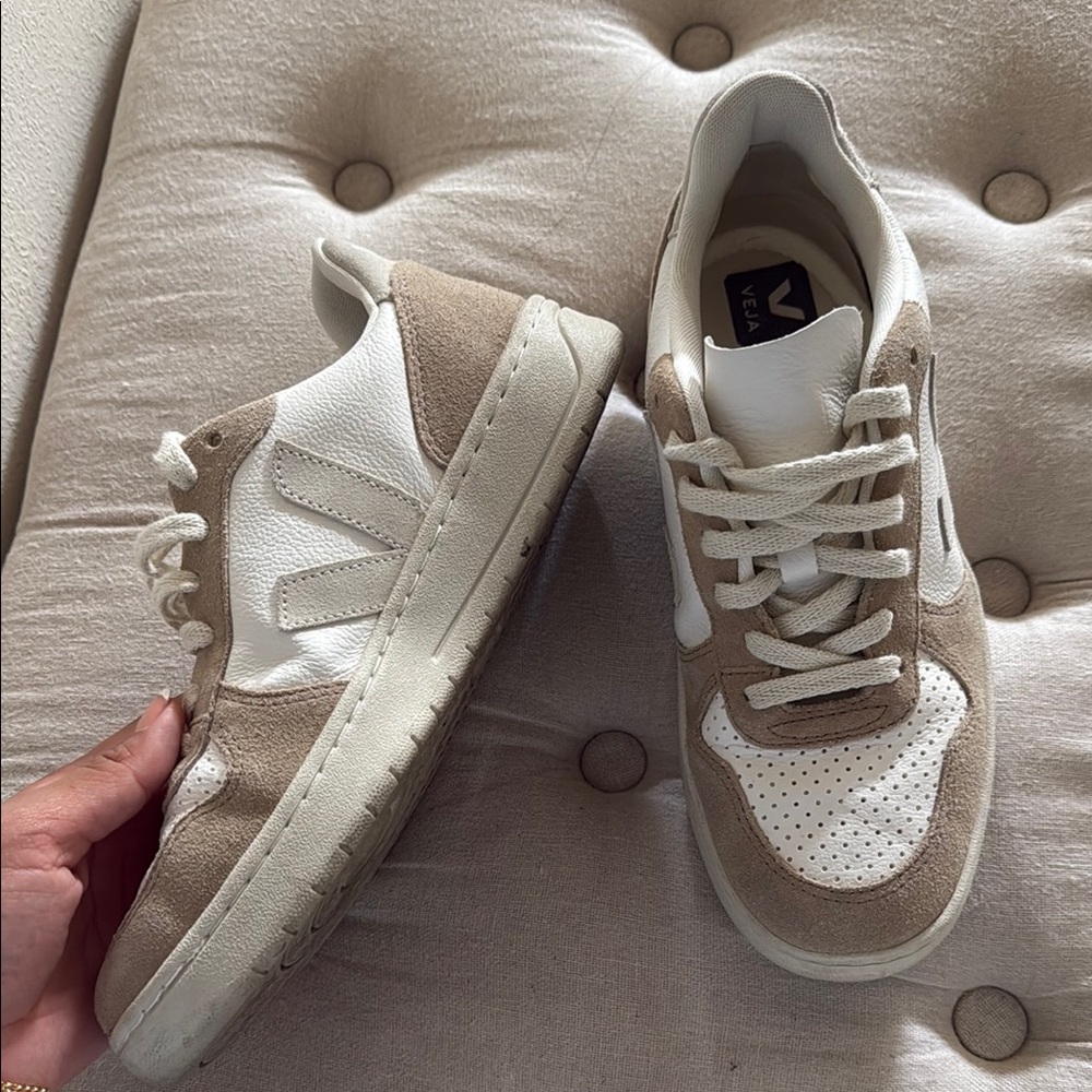 Veja Women’s White and Tan Sneakers